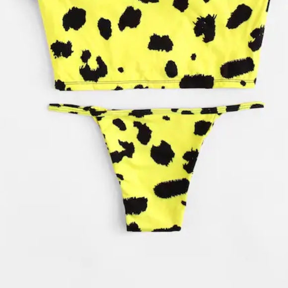 Leopard Tankini Set Knot Front Short Sleeve - Picture 4 of 6